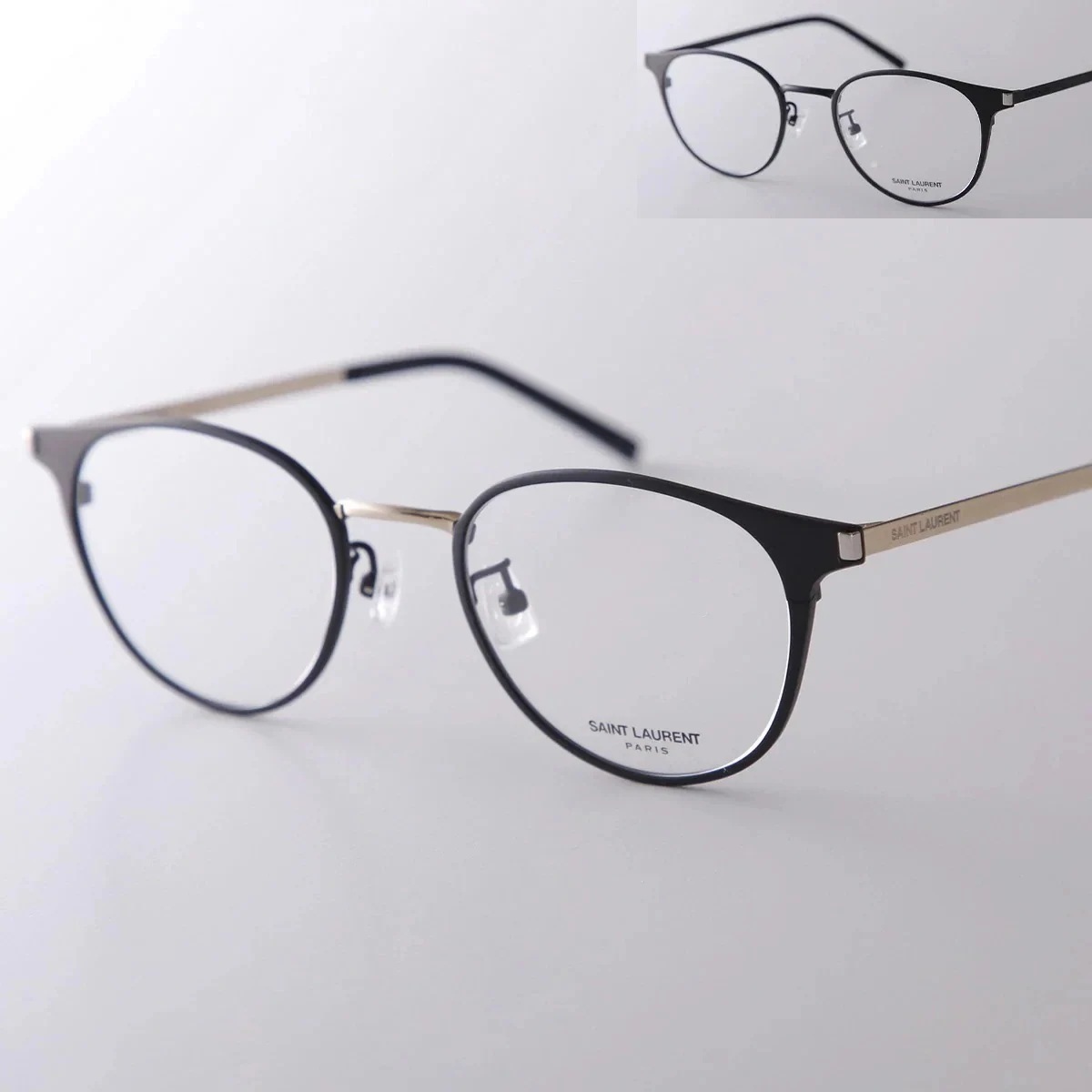 SAINT LAURENT サンローラン メガネ SL 584/J メンズ オーバル型 マット 細フレーム メタルフレーム クリングスタイプ ロゴ めがね 眼鏡 ダテ