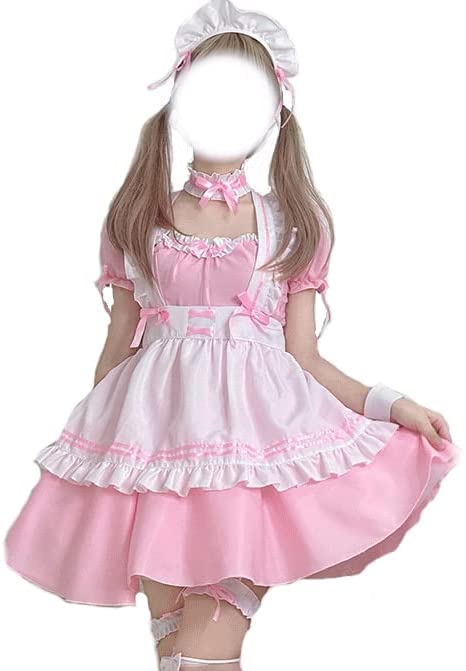 メイド服Liber8点セットコスプレピンクワンピースロリータエプロン萌え制服文化祭学園祭衣装撮影可愛