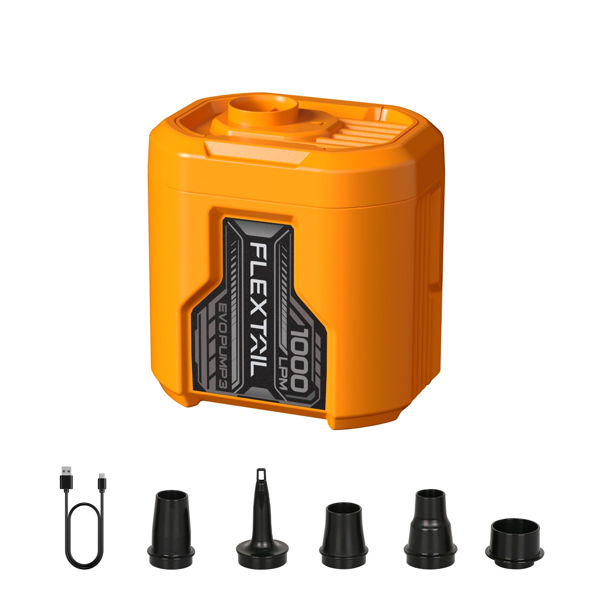 FLEXTAILGEAR EVO PUMP 3 エアポンプ 電動ポンプ 携帯ポンプ 5kPa 強力1000L/分 1300mAH電池内蔵 空気入れ 空気抜き 両対応 5種類のノズル付き インフレーター