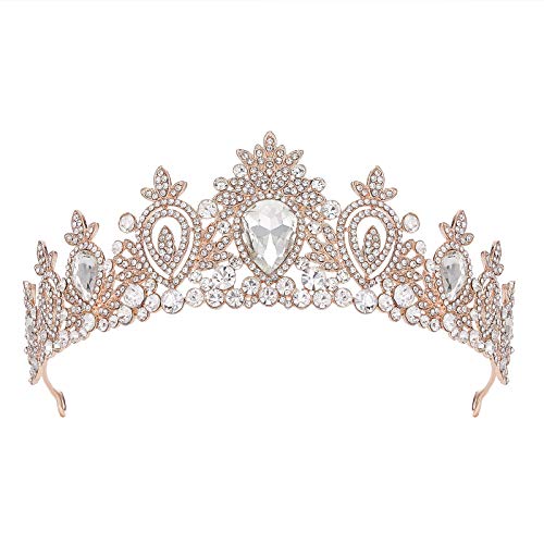 並行輸入品SWEETV Rose Gold Tiaras and Crowns for Women