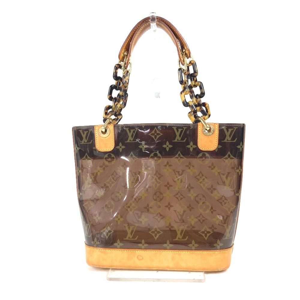 ショルダーバッグ M92502 カバ アンブル PM モノグラムビニール トートバッグ クリアバッグ チェーン 肩掛け ビーチバッグ ビニール ブラウン