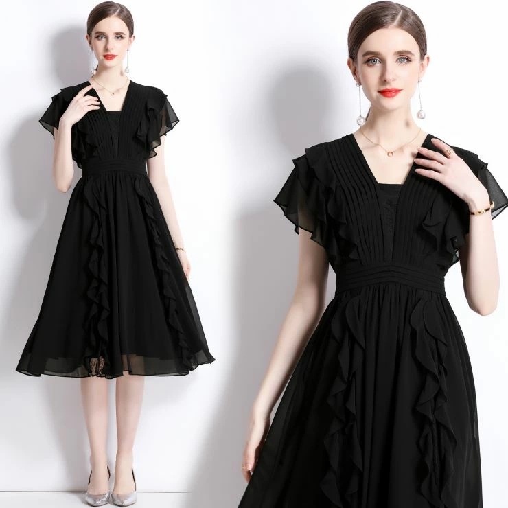 新作　シフォンフリルワンピース シフォンフリルワンピース ワンピース 入園式 ワンピ　結婚式 二次会 入学式 大人 上品 卒業式 OL パーティードレス ドレス フォーマル