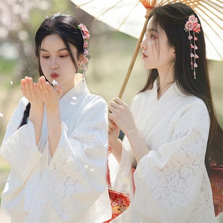 レース改良着物新品洗練された怠惰な風春秋写真写真着用