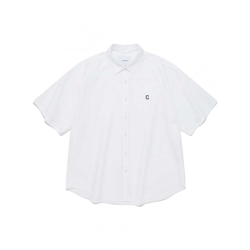 COVERNAT Cロゴオックスフォードハーフシャツホワイト