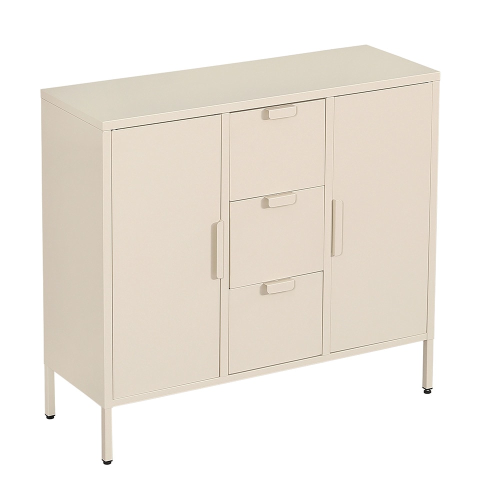 キャビネット スチール サイドボード メタル 金属製 扉付き 引き出し付き テレビ台 収納棚 おしゃれ リビング モダン 棚 スチールチェスト 書類 韓国インテリア 扉 金属製キャビネット 引き出し