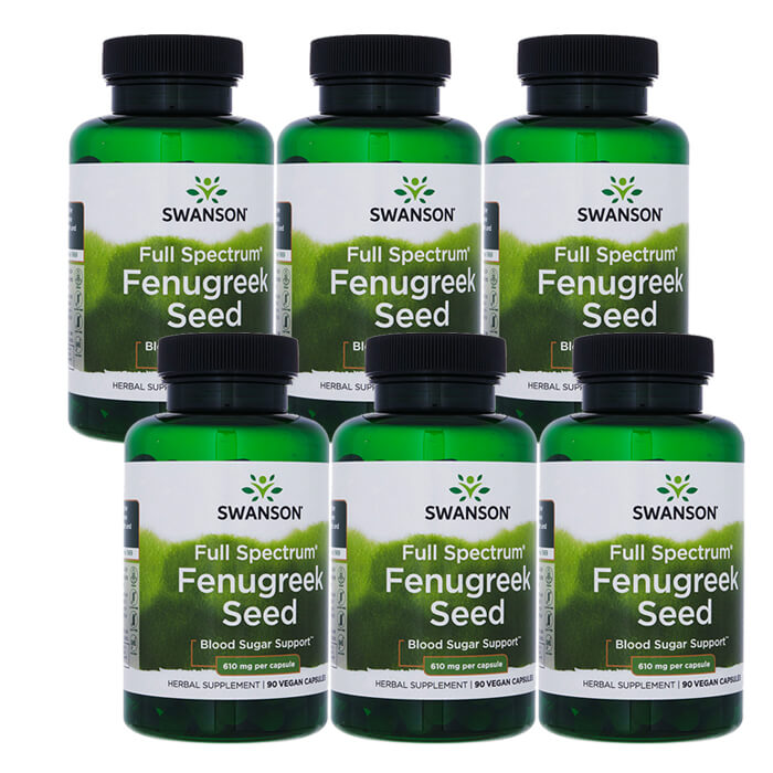 スワンソン　フェヌグリークシード610mg90錠 6本 Swanson Full Spectrum Fenugreek Seed 海外直送日時指定不可　ヤマト国際便発送