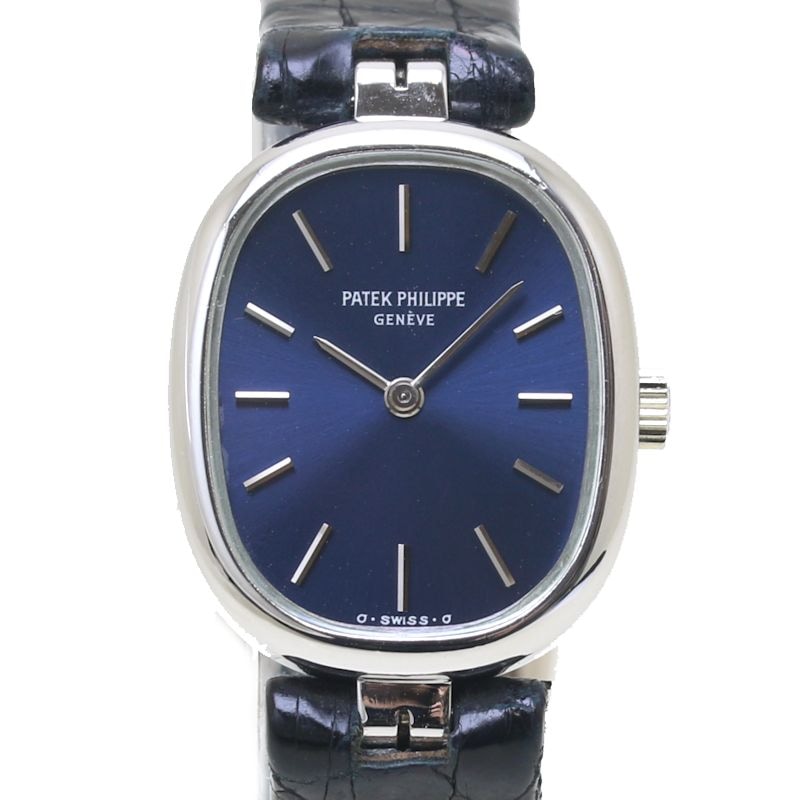 腕時計 レディース ゴールデンエリプス 4464G【オーバーホール済/磨き済】K18WG ホワイトゴールド xリザード レディース /39872【中古】【腕時計】