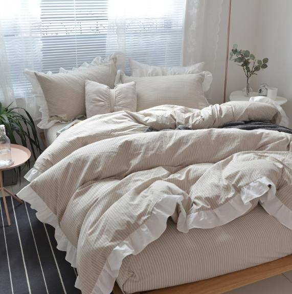 敷き布団カバー フリル付き シングル 4点セット セミダブル かわいいフリル 暖か 掛け布団カバー フラットシーツ 枕カバー 寝具カバーセット 6,682円