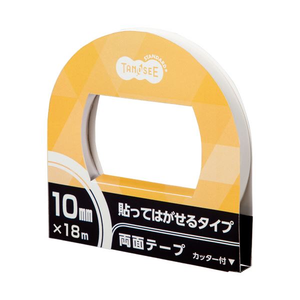 （まとめ）TANOSEE 両面テープ 貼ってはがせるタイプ カッター付 10mm18m 1セット（10巻） 3セット