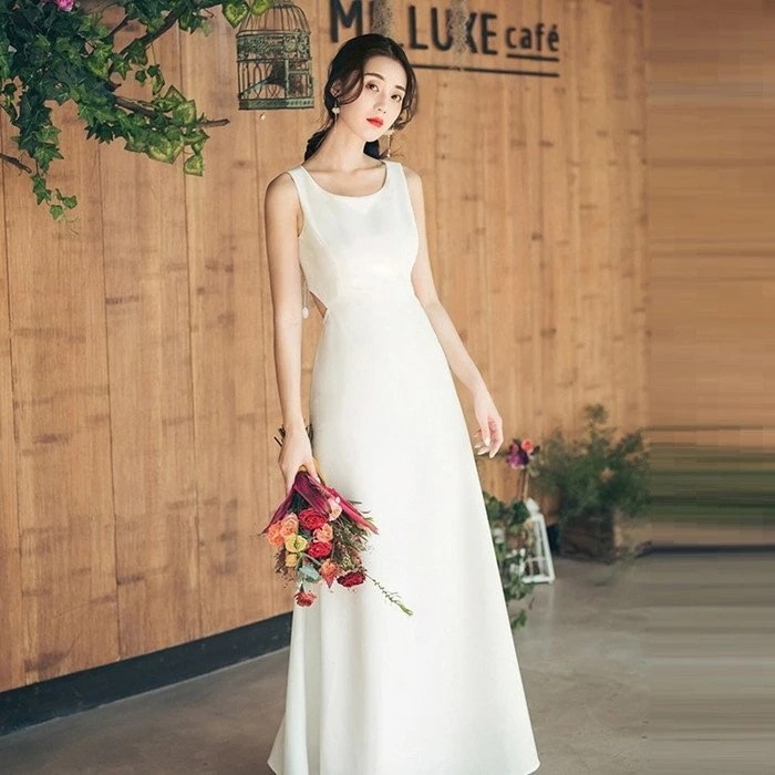 パーティードレスAラインドレスウェティグドレスロングドレス結婚式二次会海外挙式花嫁安