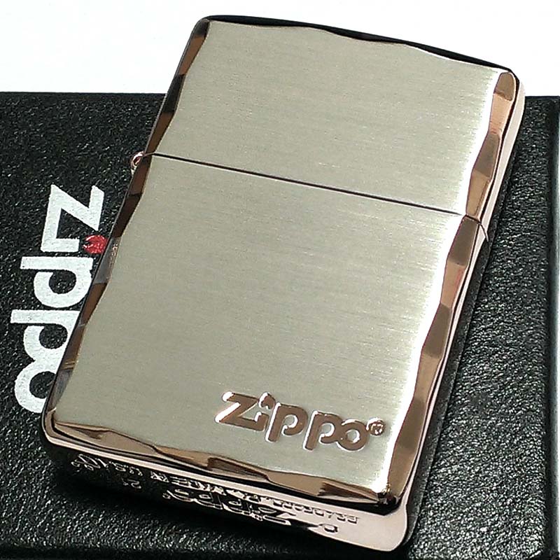 ZIPPO アーマー ライター ジッポ シンプル ロゴ シルバーサテン＆ピンクゴールド 両面コーナー彫刻 サイドピンク 重厚 メンズ ギフト かっこいい おしゃれ 8,833円