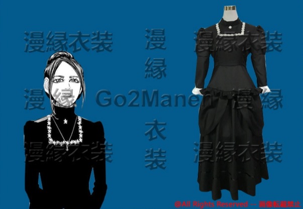 コスプレ衣装 ゴールデンカムイ 家永カノ 黒いドレス ワンピース バニエ付き