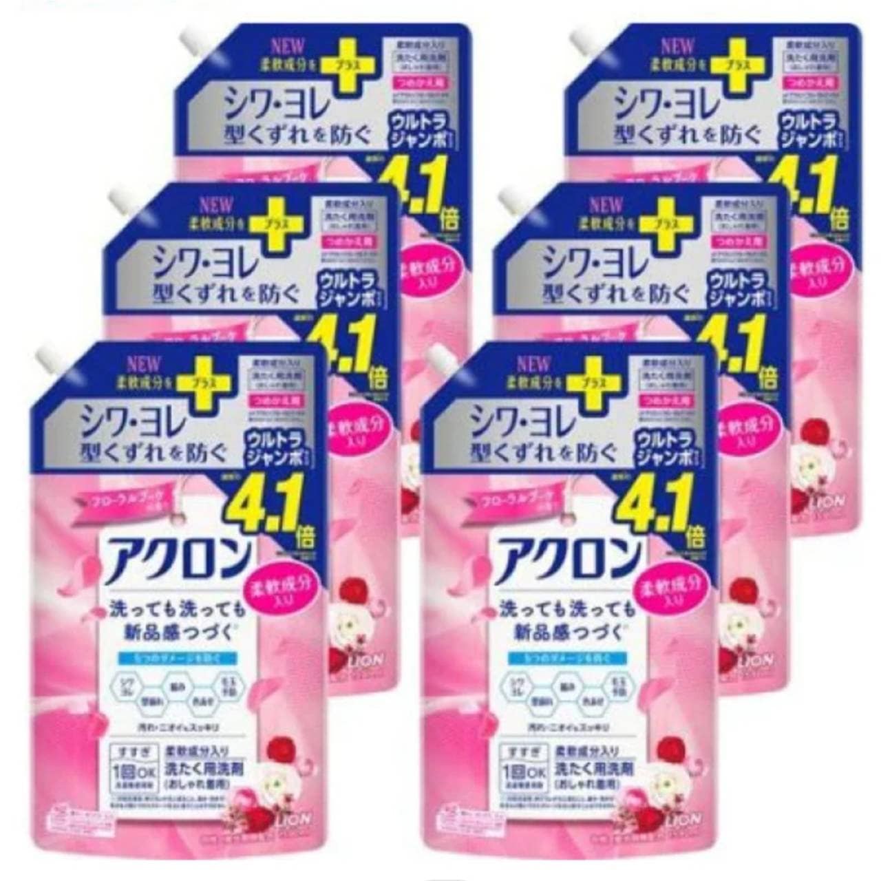 アクロン おしゃれぎ用洗剤 フローラルブーケの香り 洗濯洗剤 液体 詰め替え ジャンボ1590ml×6個セット