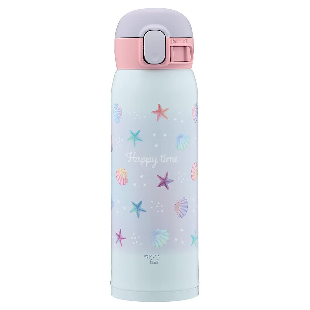 象印マホービン(ZOJIRUSHI) 水筒 ガールズマグ 子供用 通学 ステンレスマグ シームレスせん ワンタッチ 480ml マーメイドブルー ふたとパッキンが一体化 お手入れ簡単 SM-WG48-