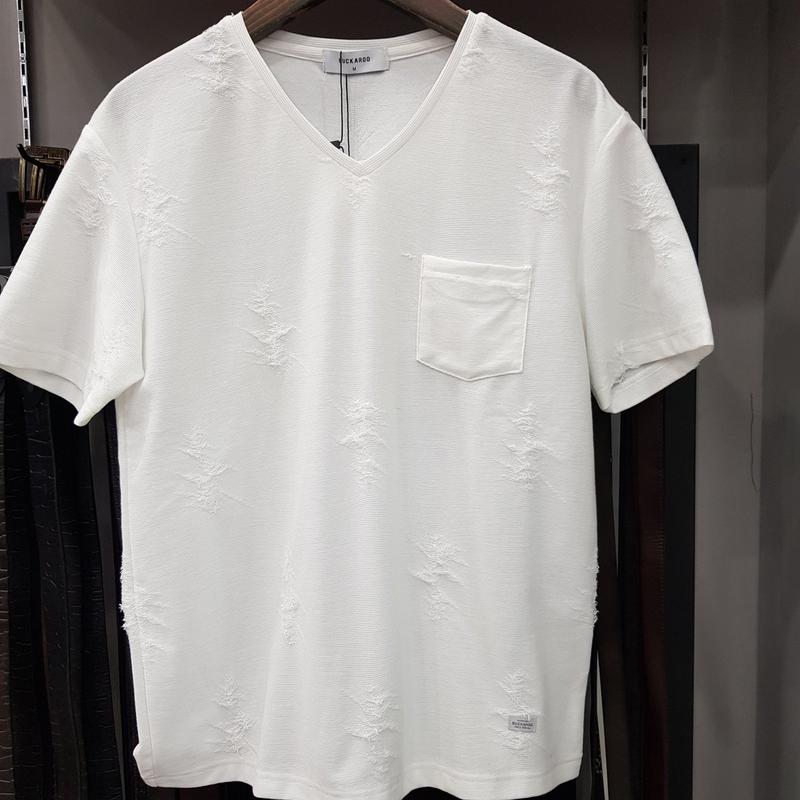 B252Z1008P - 男性10番手ダメージスタンダードフィットVネック半袖Tシャツ