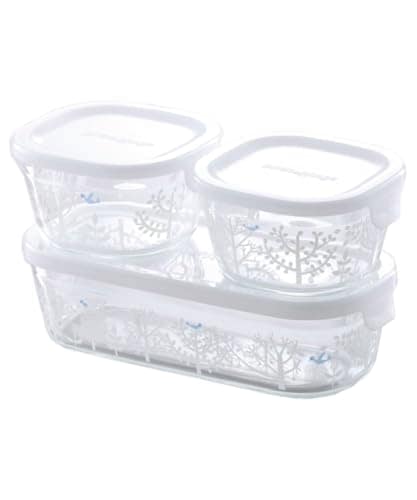 iwaki(イワキ) 耐熱ガラス 保存容器 シンジカトウ Petit bois 3個セット パック&レンジ PS-PRNSNC31