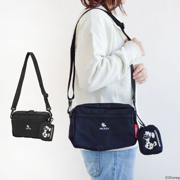ManhattanPortage ショルダーバッグ ミッキー ディズニー メンズ レディース ユニセックス オールシーズン ブラック フリーサイズ MP1404LMIC24