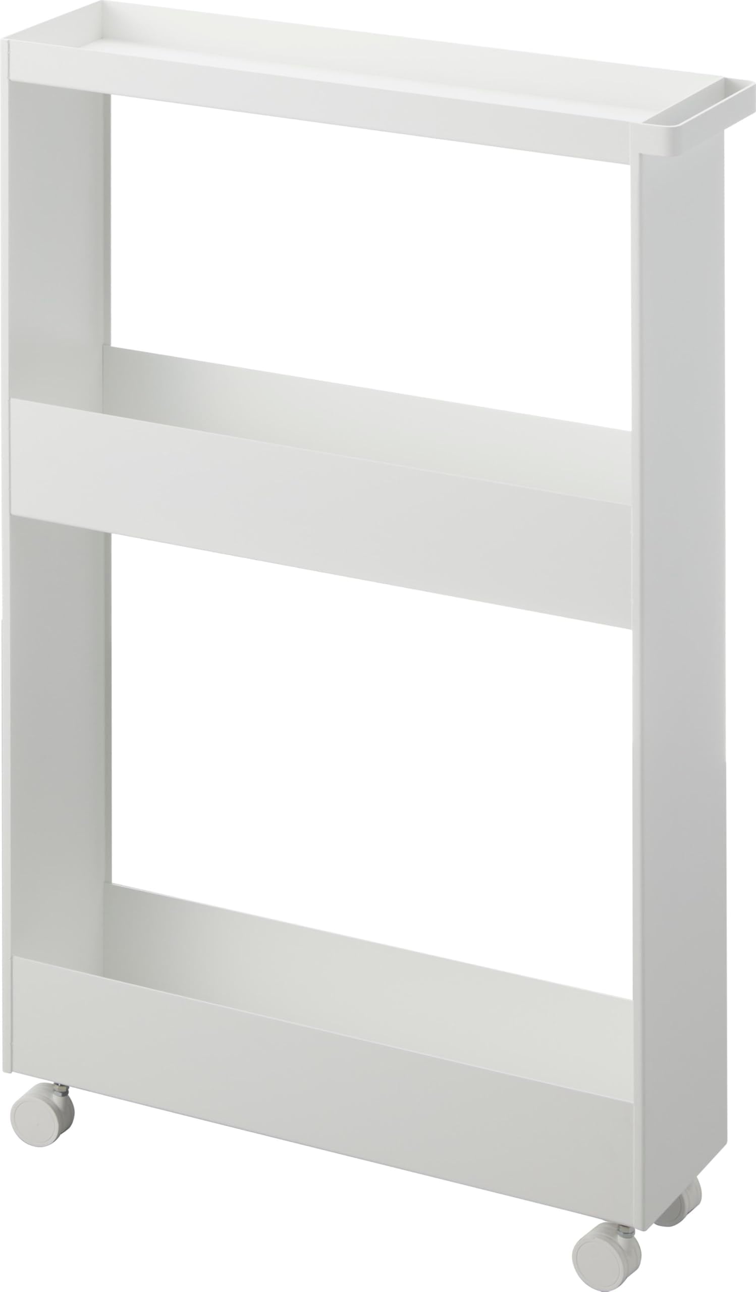 山崎実業(Yamazaki) 【完成品 キャスターのみ取り付け】 キャスター付き スリムワゴン 3段 ホワイト W13×D48×H80.5cm(キャスター含む) タワー tower スリムラック 隙間