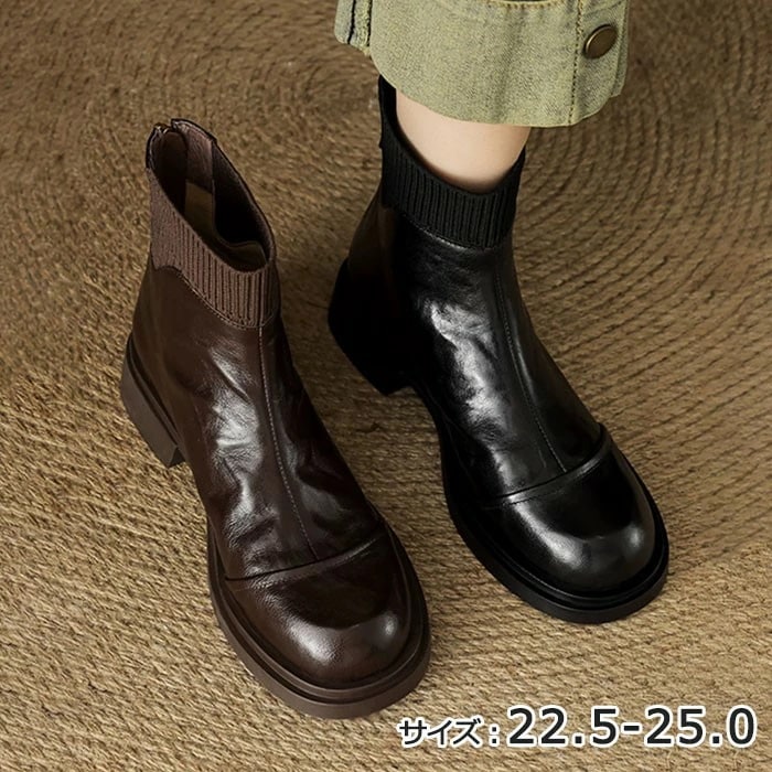 ショートブーツ レディース ブーツ 美脚 シューズ ファッション ショート丈 靴 秋 冬 春 20代 30代 40代 ローヒール スムース 黒 おしゃれ セクシー 可愛い 韓国 ゆったり de081n