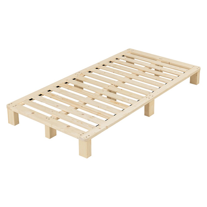 すのこベッド ベッドフレーム 天然木 無塗装 ヘッドレス ローベッド すのこ 頑丈 パイン材 ナチュラル 通気性 木製ベッド セミシングルショート