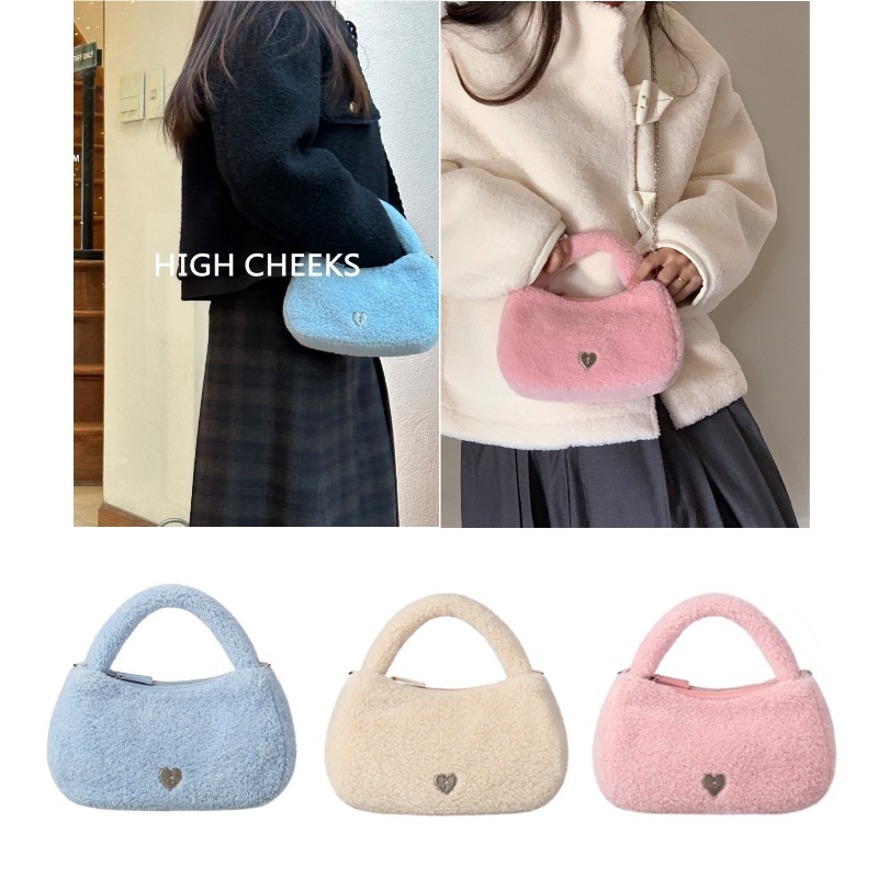 【HIGH CHEEKS】 Heart Charm boucle Bag 3カラー チェーンBag fur bag
