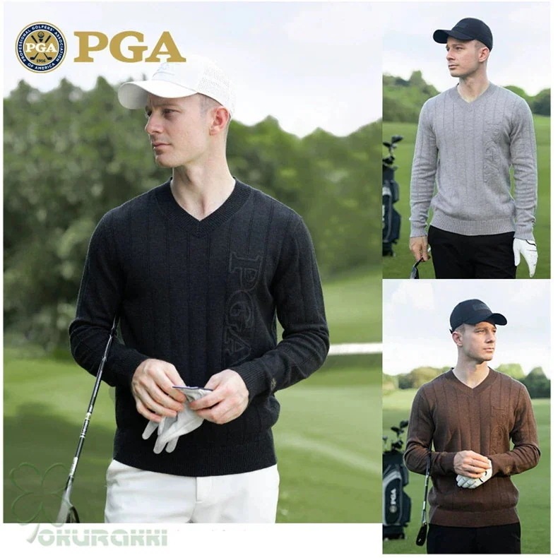 ゴルフ GOLF ウールセーター 秋 冬 メンズ コート ゴルフウェア ニットセーター 防寒 暖かい プレゼント ギフト2410glfster06