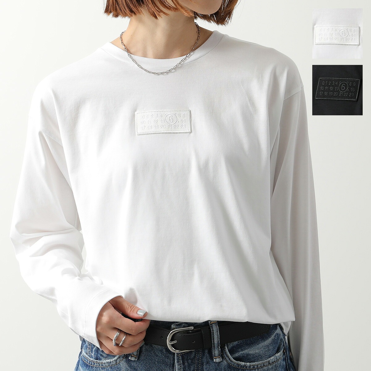 MM6 KIDS エムエムシックス メゾンマルジェラ キッズ カットソー M60910 MM04I レディース ガールズ 長袖Tシャツ ロゴT ロゴ刺繍パッチ カラー2色