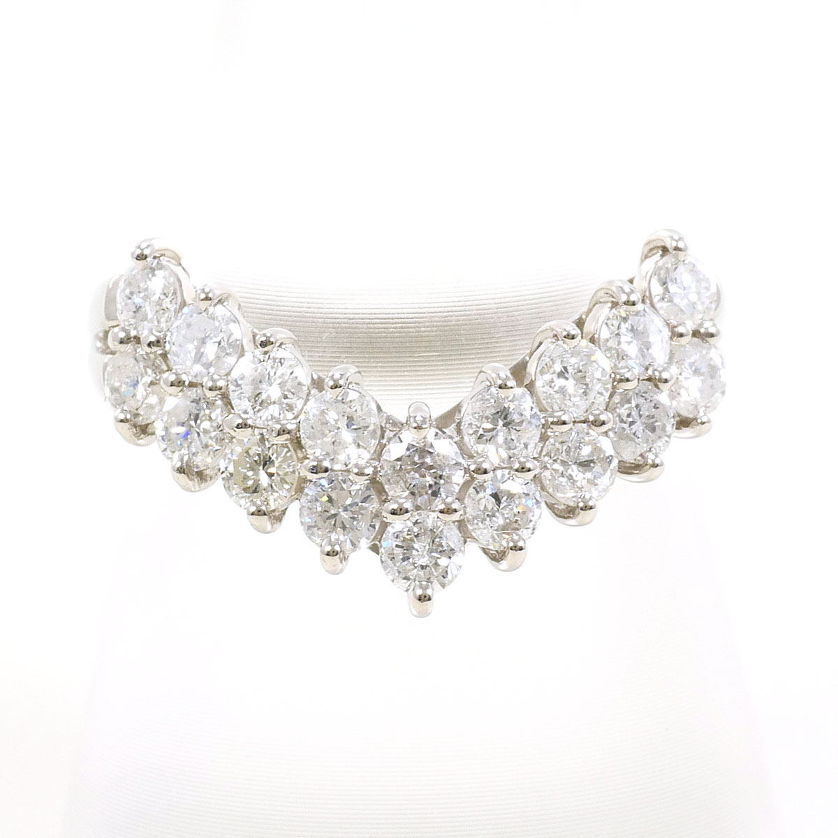 PT900 プラチナ リング・指輪 12号 ダイヤモンド 1.00ct カード鑑別書 総重量約4.1g 中古