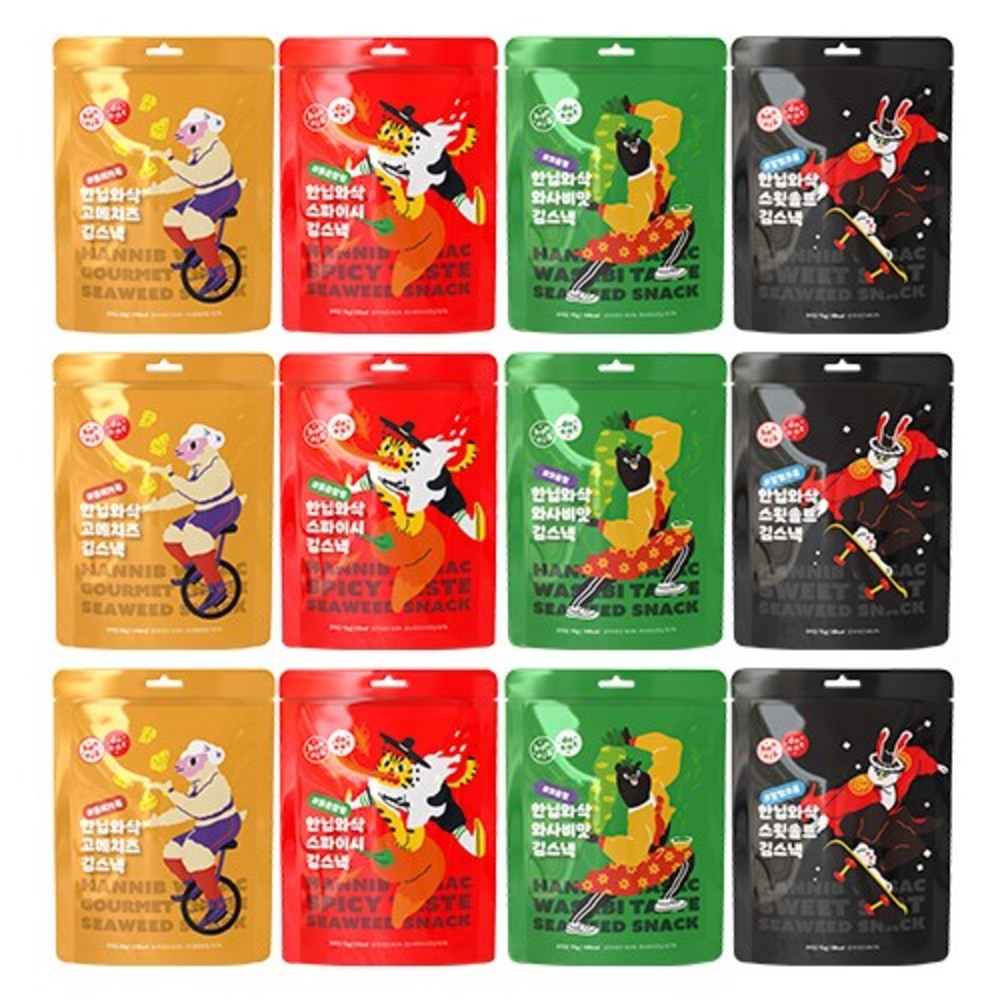 ハンニップ ドゥイット ハンニップサク 海苔スナック/ 海苔菓子4種 [スイートソルト/ わさび味 スパイシー/ グルメチーズ]