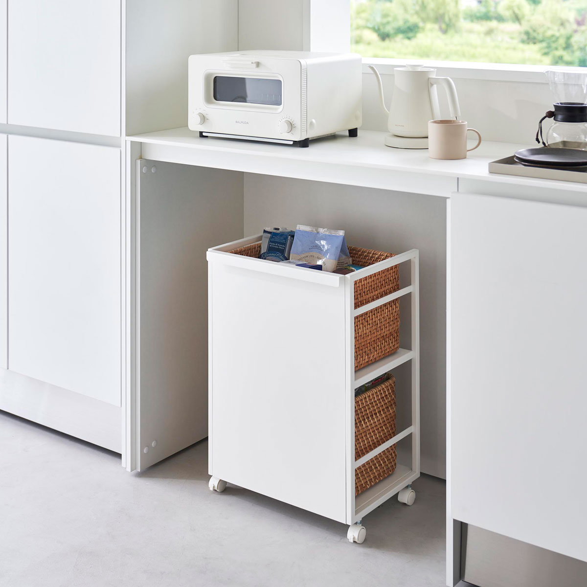 キャスター付きワゴン収納 山崎実業 tower タワー 目隠しワゴン ホワイト