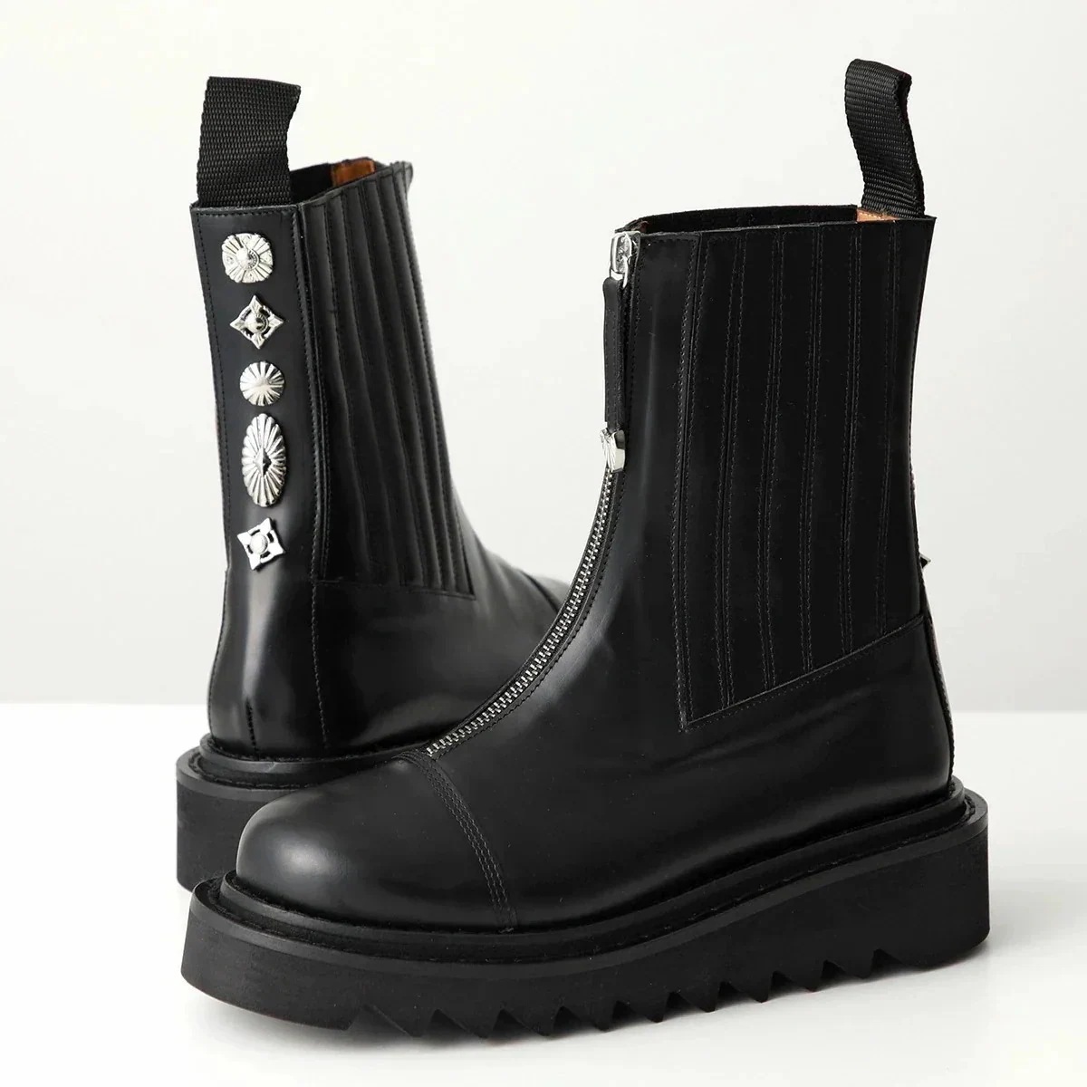 TOGA PULLA トーガ プルラ ショートブーツ AJ1207 レディース レザー ジップ メタルパーツ サイドゴアブーツ シューズ 靴 BLACK】 【mega】