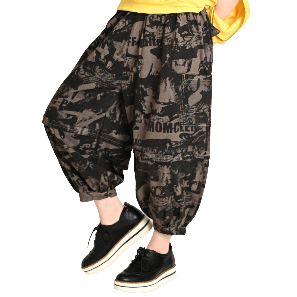 ワイドパンツ レディース 秋 冬 サルエルパンツ メンズ バルーン サルエル パンツ 柄 総柄 プリント デニム ジーンズ コクーン ボトムス ロング ワイド サーカスパンツ バルーンパンツ ゆったり