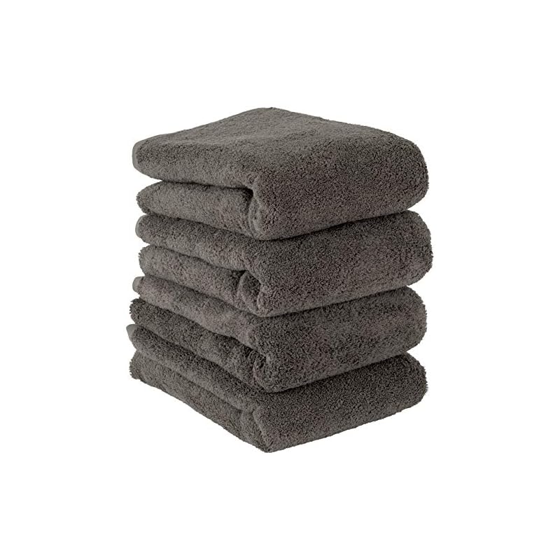 タオル研究所 [ボリュームリッチ] #003 バスタオル チャコールグレー 4枚セット ホテル仕様 ふかふか 高速吸水 綿 耐久性 毛羽落ち少ない 選べる10色 Japan Technol