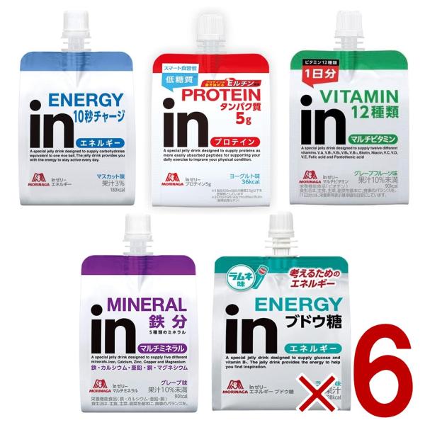 森永製菓 ウイダー インゼリー 5種 アソート セット 180g inゼリー エネルギー補給 栄養補給 6個