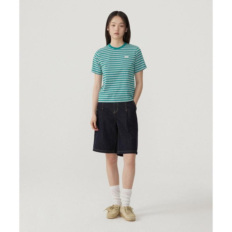 女性用ストライプTシャツ Green CO2502ST77GN