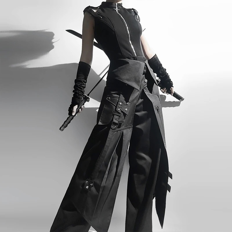 正規品デザイン黒侍夜刃lolitaダークゴシック上着ロングパンツc服