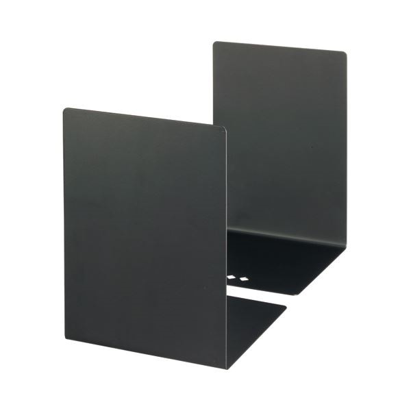 （まとめ） TANOSEE ブックエンド L型 大 ブラック 1組（2枚） [x10セット]