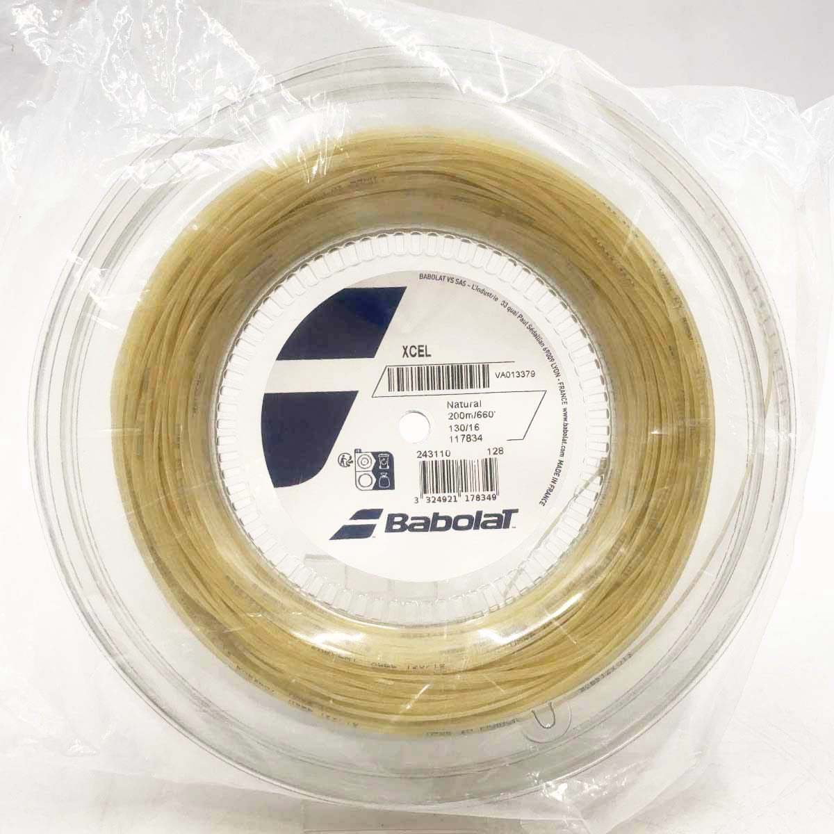 【中古・未使用品】バボラ XCEL エクセル 130 硬式 テニス ストリング ガット 200m ロール ナチュラル 243110 BABOLAT 1.30mm