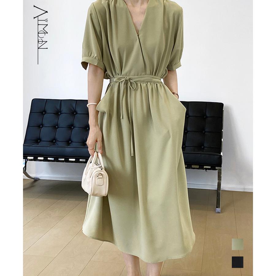 カシュクールワンピース Vネック夏ワンピ【在庫限り】売り尽くしセール【ネコポス投函】