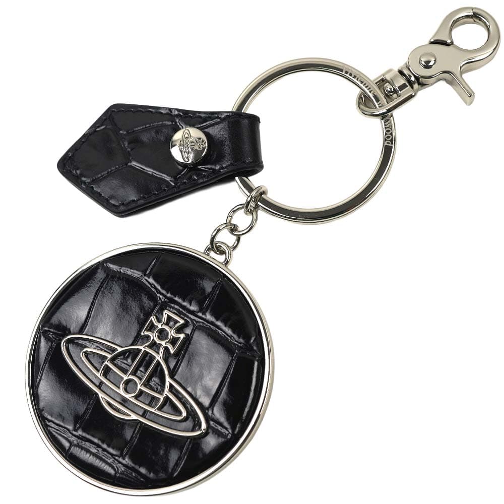 ヴィヴィアンウエストウッド キーリング キーホルダー バッグチャーム レディース ユニセックス ブラック Vivienne Westwood CROCODILE THIN LINE ORB KEYRI