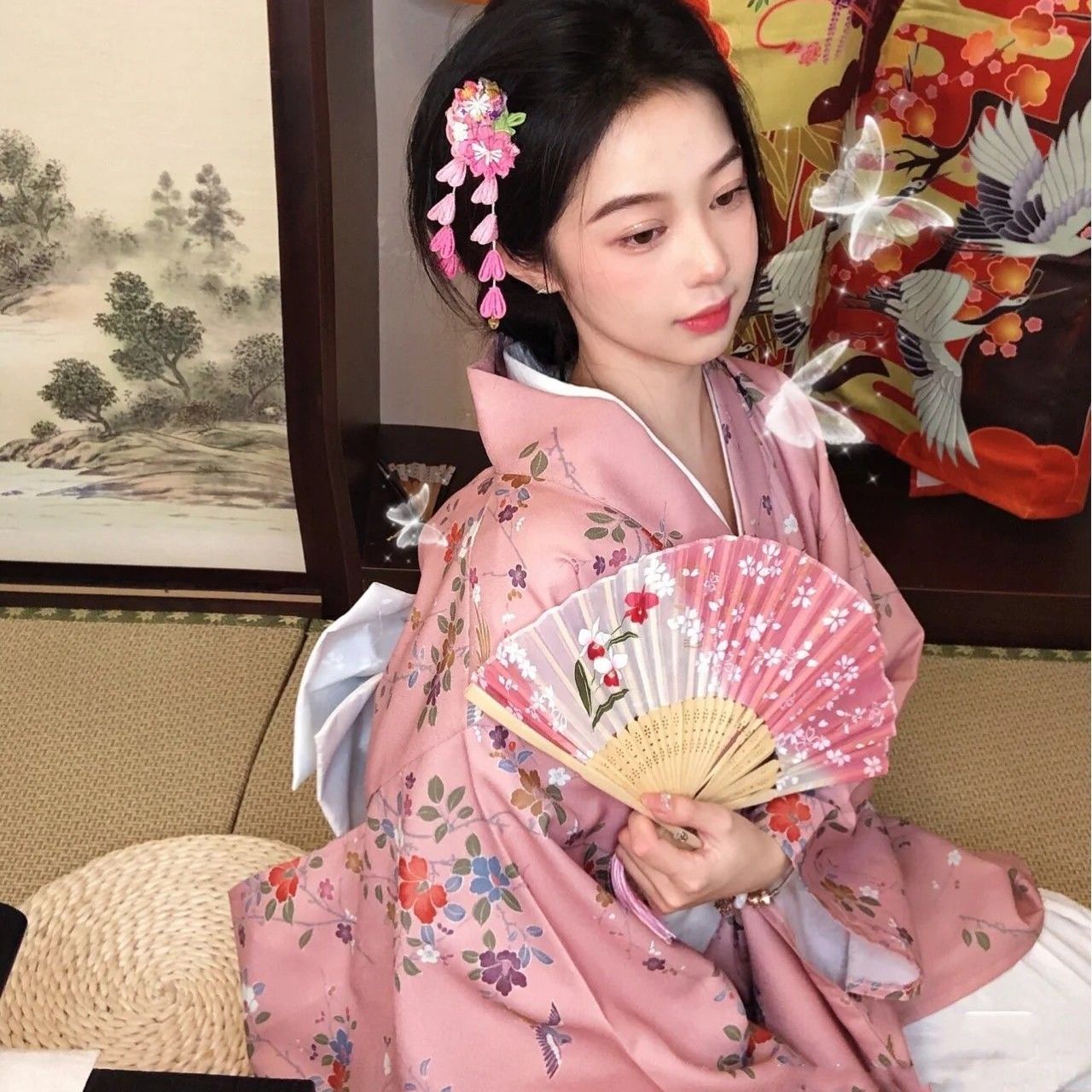 Qoo10] 浴衣セット可愛い 着物 正月 女の子 桜 : レディース服