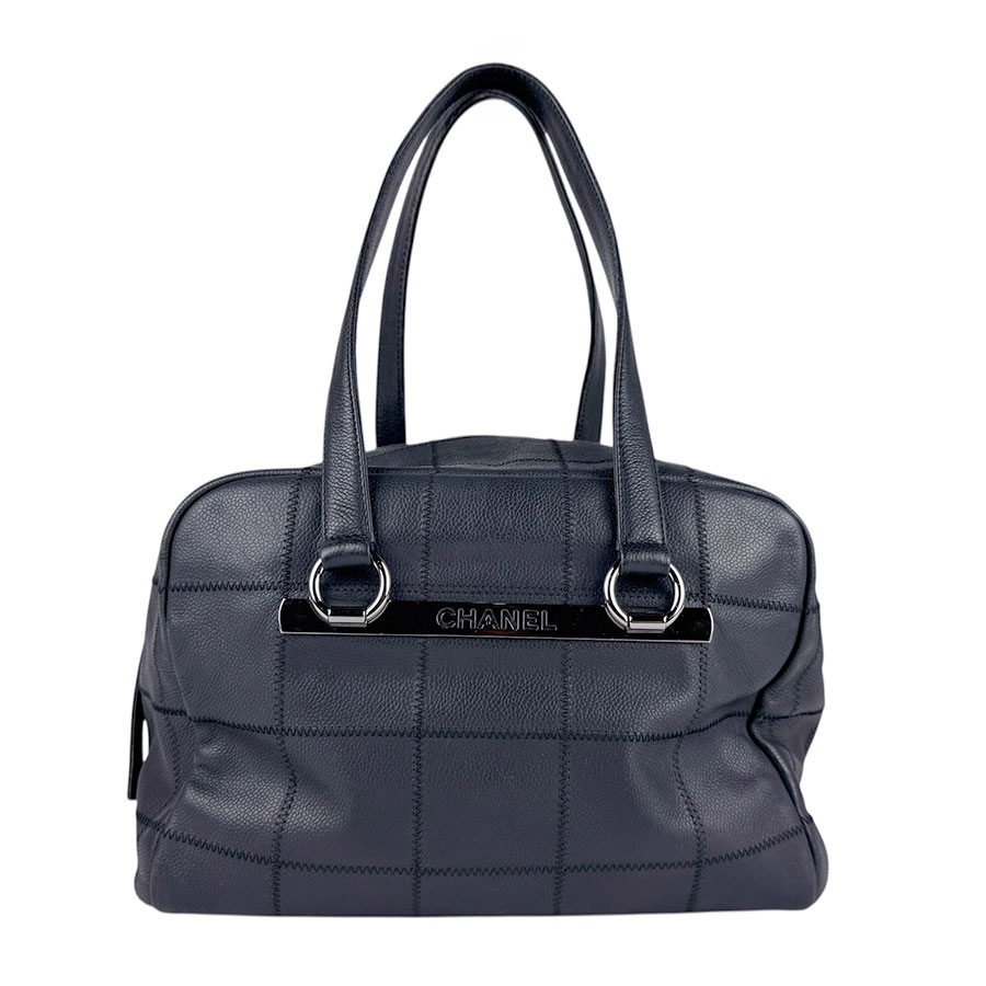 シャネル CHANEL ショルダーバッグ チョコバー レザー ブラック レディース z6191