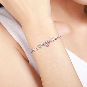 韓国ファッション銀メッキ天使恋人愛の手飾り韓国版手飾り紫水晶愛のブレスレット