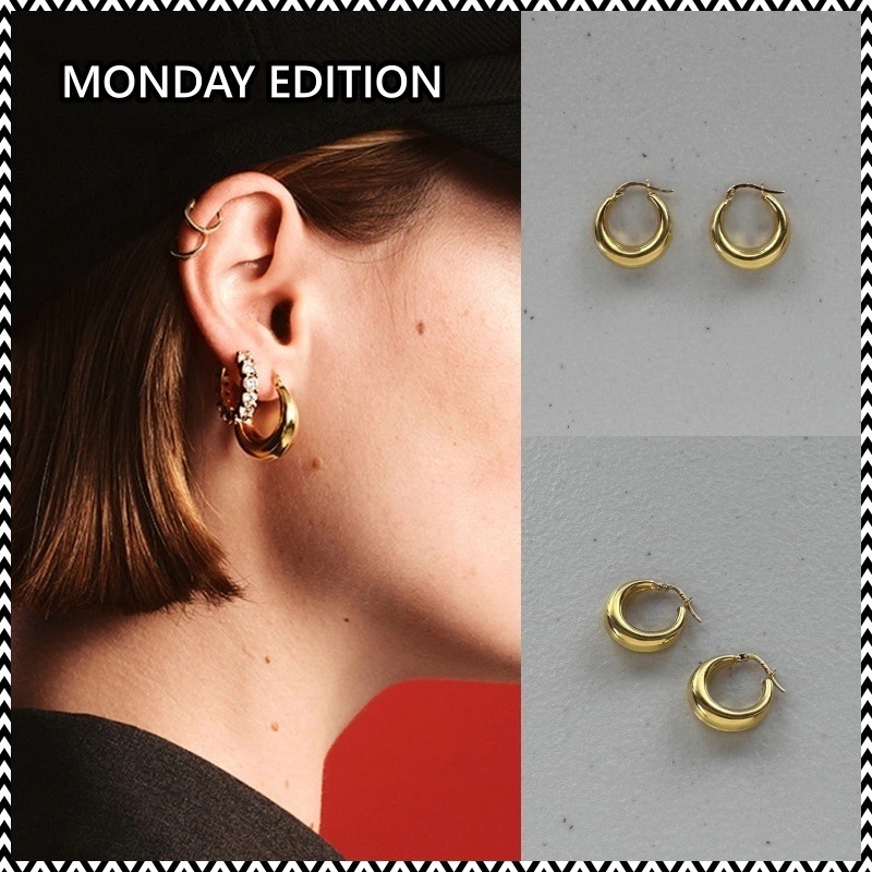 MONDAY EDITION Golden Hoop Earrings 4