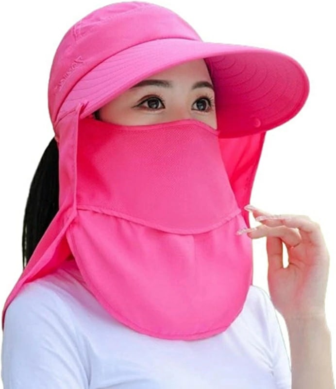 日除け帽 レディース UVカット つば広 花ピンク対策 日焼け対策 フェイスカバー付き 春夏秋 おしゃれ 折りたたみ可 取り外し可能 通気性 軽量 吸湿速乾 軽薄 防風 釣り 登山 ガーデニング 農