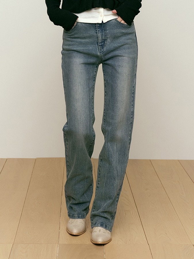 【SATUR】(W) Ely Flare Denim Pants - Union Washed Blue SATUR】 (W) ELY FLARE DENIM PANTS : UNION WASHED BLUE デニム