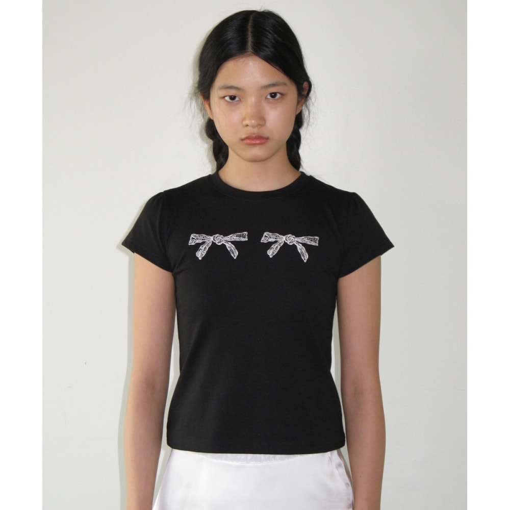 シヌーン リボンTシャツ (ブラック)