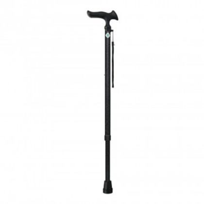 フジホーム ステッキ 杖 かるがもオム 伸縮 革調ブラック WB5232