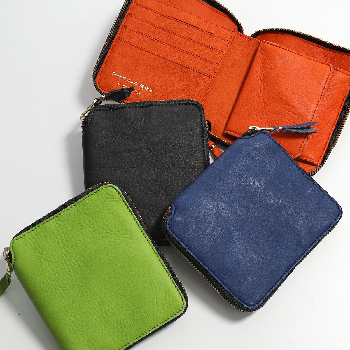 COMME des GARCONS コムデギャルソン 二つ折り財布 WASHED WALLET SA2100WW メンズ ラウンドファスナー 小銭入れあり レザー カラー4色