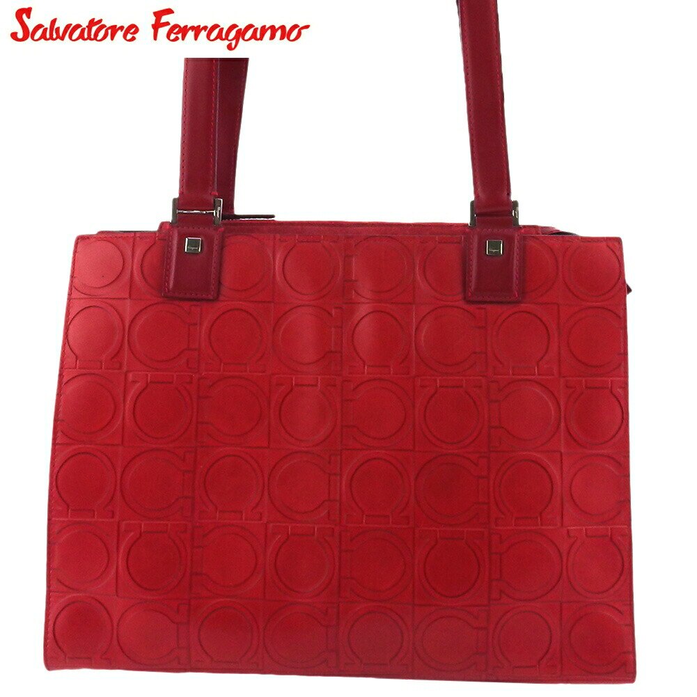 トートバッグ トート ショルダーバッグ ガンチーニ レディース レッド シルバー 中古